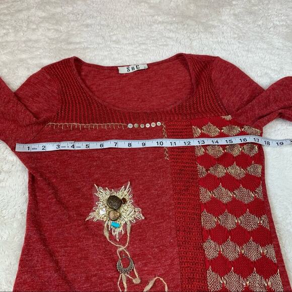 S and C bead and sequin embroidered long sleeved drop waist sweater dress small - Picture 9 of 13